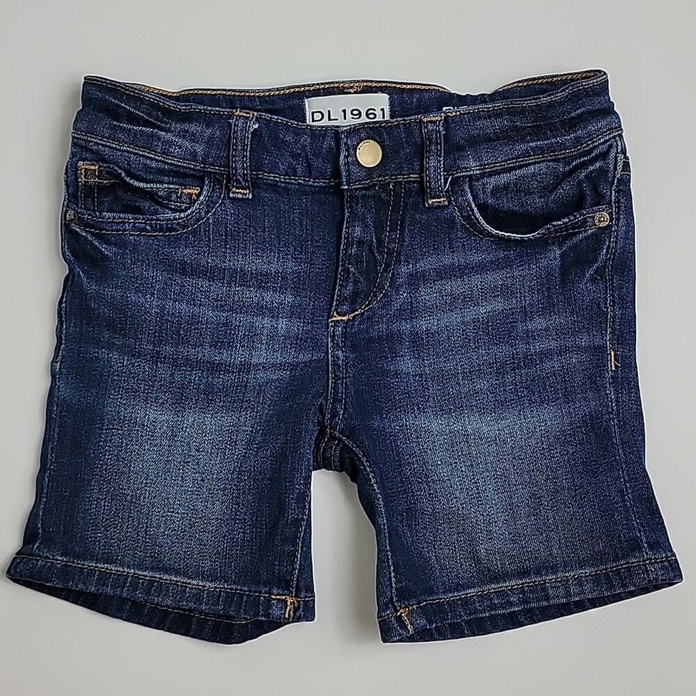 DL1961 Piper Cuffed Blue Denim Short in Sea Lion Kids 6
